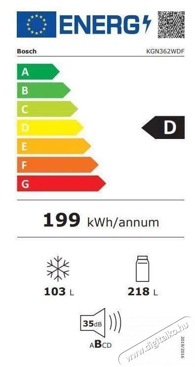 Bosch KGN362WDF Serie 4 Konyhai term&eacute;kek - Hűtő, fagyaszt&oacute; (szabadon&aacute;ll&oacute;) - Alulfagyaszt&oacute;s kombin&aacute;lt hűtő - 509306