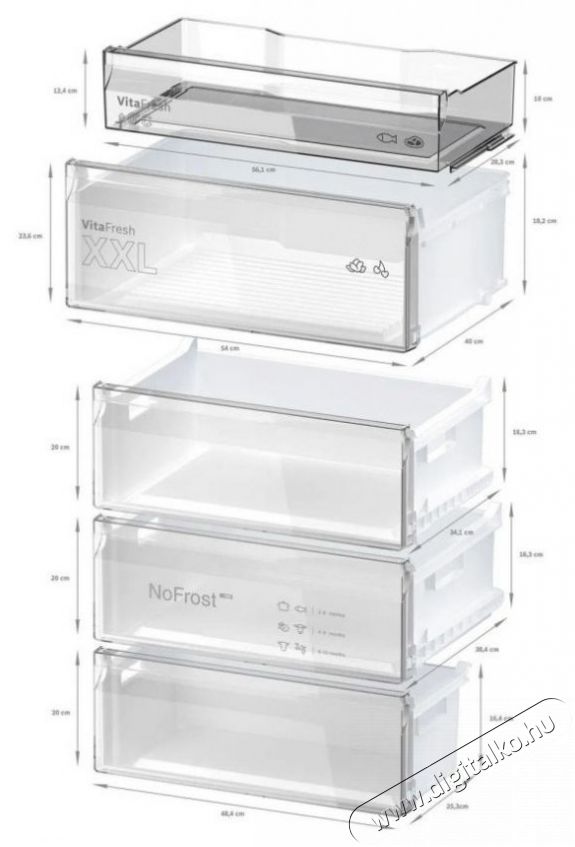 Bosch KGN49VXCT Serie 4 Konyhai term&eacute;kek - Hűtő, fagyaszt&oacute; (szabadon&aacute;ll&oacute;) - Alulfagyaszt&oacute;s kombin&aacute;lt hűtő - 509365