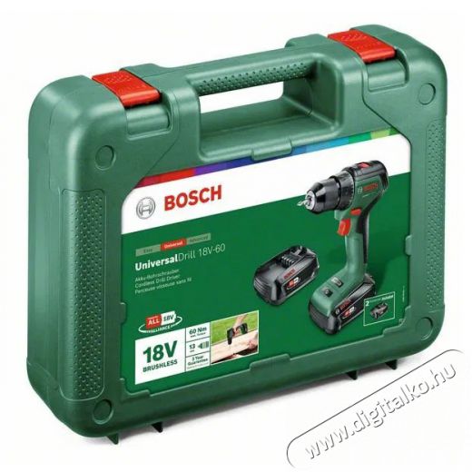 Bosch UniversalDrill 18V-55 (2x 2,0 Ah) + AL18V-20 Háztartás / Otthon / Kültér - Szerszám - Fúró / fúrókalapács - 518586