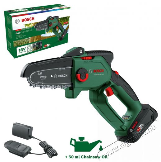 Bosch 06008B8900 AKU EasyChain egykezes láncfűrész, 18V-15-7 (1x2,5 Ah) Háztartás / Otthon / Kültér - Kültér / kerti termék / grill - Láncfűrész - 518519