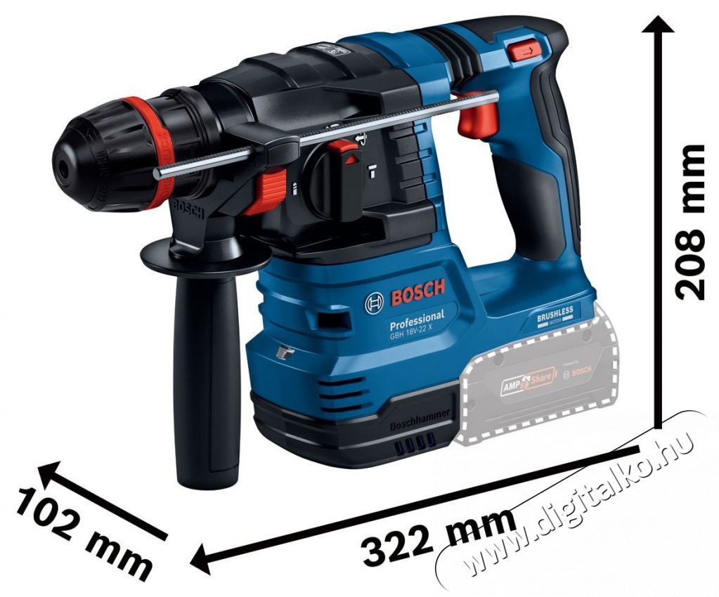Bosch Professional AKU GBH 18V-22 X Solo, 0.611.924.100 (AKU n&eacute;lk&uuml;l) f&uacute;r&oacute;kalap&aacute;cs H&aacute;ztart&aacute;s / Otthon / K&uuml;lt&eacute;r - Szersz&aacute;m - F&uacute;r&oacute; / f&uacute;r&oacute;kalap&aacute;cs - 523121