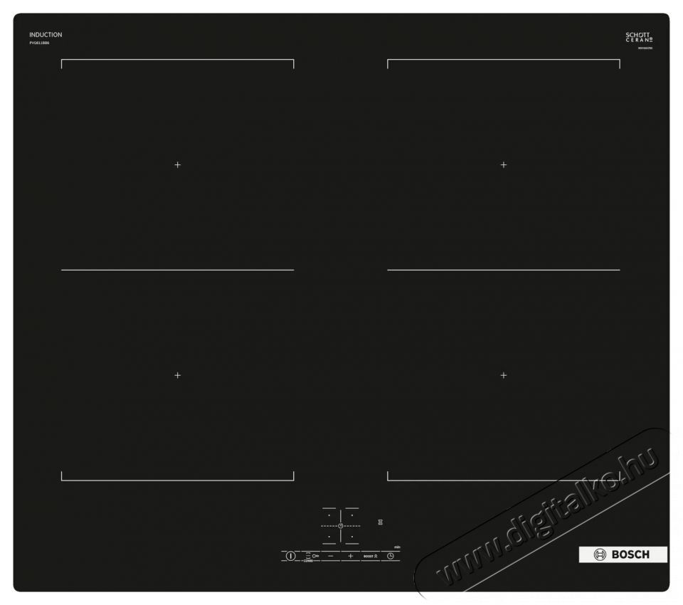 Bosch PVQ611BB6E Serie 4 Indukci&oacute;s főzőlap (be&eacute;p&iacute;thető) Konyhai term&eacute;kek - S&uuml;tő-főzőlap, tűzhely (be&eacute;p&iacute;thető) - Indukci&oacute;s főzőlap (be&eacute;p&iacute;thető) - 527052