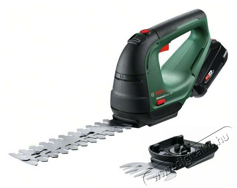 Bosch AdvancedShear 18 V, 1x 2,0 Ah s&ouml;v&eacute;ny / k&eacute;zi fű &eacute;s lomb v&aacute;g&oacute; H&aacute;ztart&aacute;s / Otthon / K&uuml;lt&eacute;r - K&uuml;lt&eacute;r / kerti term&eacute;k / grill - S&ouml;v&eacute;ny / k&eacute;zi fű &eacute;s lomb v&aacute;g&oacute; - 523103