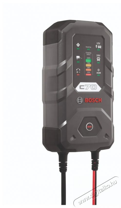Bosch C70, 12V   24V aut&oacute; akkuml&aacute;tor t&ouml;ltő Aut&oacute;hifi / Aut&oacute; felszerel&eacute;s - Aut&oacute;s t&ouml;ltő / szivargy&uacute;jt&oacute; adapter - 531702