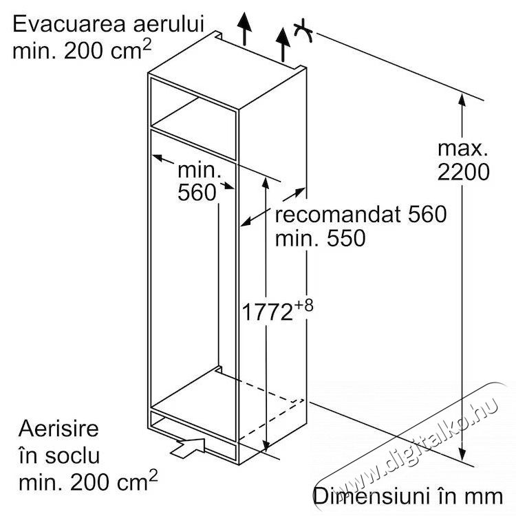 Bosch KIL82VFE0, Be&eacute;p&iacute;thető egyajt&oacute;s hűtőszekr&eacute;ny, 280 l, E energiaoszt&aacute;ly, Megford&iacute;that&oacute; ajt&oacute;, M 177,2 cm Konyhai term&eacute;kek - Hűtő, fagyaszt&oacute; (be&eacute;p&iacute;thető) - Egyajt&oacute;s hűtő - 533046
