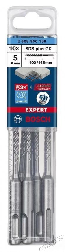 Bosch 10 db-os Expert SDS Plus-7X 2608900158 f&uacute;r&oacute;sz&aacute;r k&eacute;szlet, 5 x 100 x 165 mm H&aacute;ztart&aacute;s / Otthon / K&uuml;lt&eacute;r - Szersz&aacute;m - Csavarh&uacute;z&oacute; / kulcs / f&uacute;r&oacute; / szersz&aacute;m k&eacute;szlet - 535055