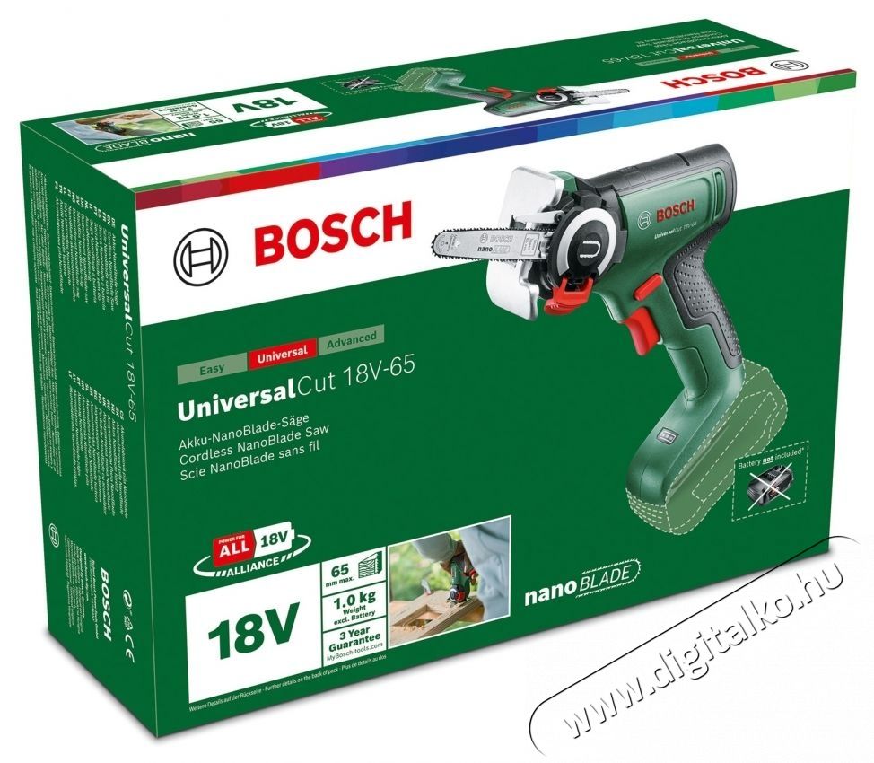 Bosch Akkus fűr&eacute;sz Bosch NanoBlade UniversalCut 06033D5200, 18 V, 8000 RPM, 65 mm maxim&aacute;lis v&aacute;g&aacute;si m&eacute;lys&eacute;g, akkumul&aacute;tor/t&ouml;ltő n&eacute;lk&uuml;l H&aacute;ztart&aacute;s / Otthon / K&uuml;lt&eacute;r - Szersz&aacute;m - K&ouml;r / dekop&iacute;r / sz&uacute;r&oacute; fűr&eacute;sz - 535072