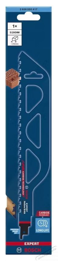 Bosch Dugatty&uacute;s fűr&eacute;szlap Expert Hollow Brick S 1243 HM 2608900417, 12,7 mm-es fogt&aacute;vols&aacute;g, 300 mm hossz&uacute; H&aacute;ztart&aacute;s / Otthon / K&uuml;lt&eacute;r - Szersz&aacute;m - K&ouml;r / dekop&iacute;r / sz&uacute;r&oacute; fűr&eacute;sz - 535028