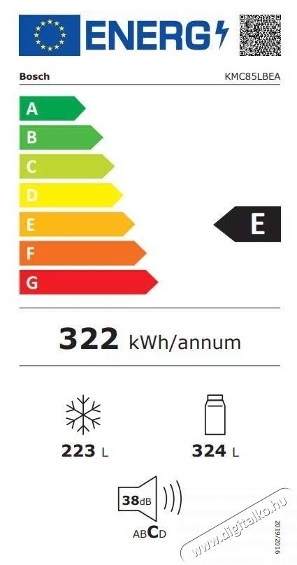 Bosch KMC85LBEA Side by side hűtőszekr&eacute;ny, 547 l, No Frost, E energiaoszt&aacute;ly, VitaFresh, M 189,5 cm, Fekete Konyhai term&eacute;kek - Hűtő, fagyaszt&oacute; (szabadon&aacute;ll&oacute;) - Amerikai t&iacute;pus&uacute; Side By Side hűtő - 534944