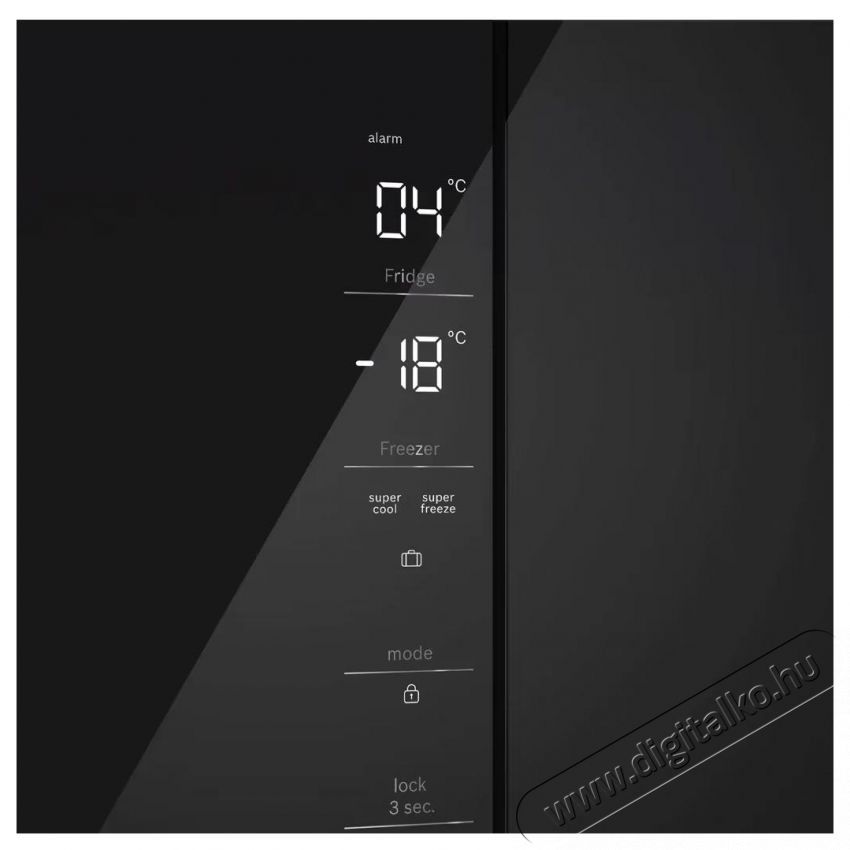 Bosch KMC85LBEA Side by side hűtőszekr&eacute;ny, 547 l, No Frost, E energiaoszt&aacute;ly, VitaFresh, M 189,5 cm, Fekete Konyhai term&eacute;kek - Hűtő, fagyaszt&oacute; (szabadon&aacute;ll&oacute;) - Amerikai t&iacute;pus&uacute; Side By Side hűtő - 534944