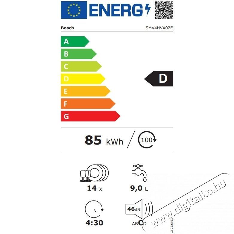 Bosch SMV4HVX02E be&eacute;p&iacute;thető mosogat&oacute;g&eacute;p, 14 ter&iacute;t&eacute;k, 6 program Konyhai term&eacute;kek - Mosogat&oacute;g&eacute;p - Norm&aacute;l (60cm) be&eacute;p&iacute;thető mosogat&oacute;g&eacute;p - 533072