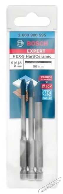 Bosch 3 db HEX-9 EXPERT f&uacute;r&oacute;sz&aacute;r k&eacute;szlet ker&aacute;mia csemp&eacute;hez, &aacute;tm&eacute;rő 5/6/8 mm, hossz 90 mm H&aacute;ztart&aacute;s / Otthon / K&uuml;lt&eacute;r - Szersz&aacute;m - Kieg&eacute;sz&iacute;tő, tartoz&eacute;k - 535008