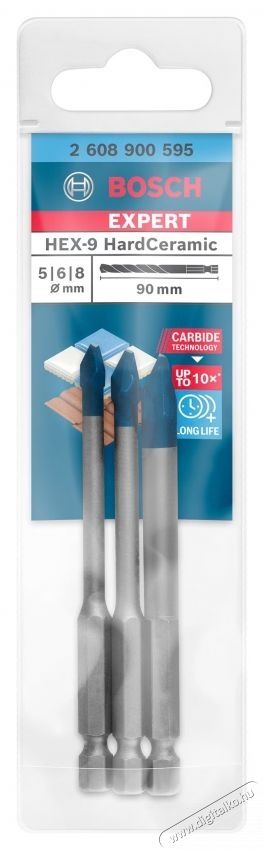 Bosch 3 db HEX-9 EXPERT f&uacute;r&oacute;sz&aacute;r k&eacute;szlet ker&aacute;mia csemp&eacute;hez, &aacute;tm&eacute;rő 5/6/8 mm, hossz 90 mm H&aacute;ztart&aacute;s / Otthon / K&uuml;lt&eacute;r - Szersz&aacute;m - Kieg&eacute;sz&iacute;tő, tartoz&eacute;k - 535008