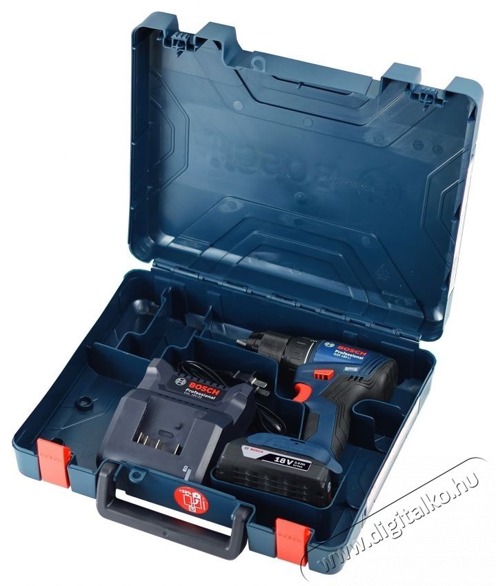 Bosch Professional GSR 185-LI Akkus f&uacute;r&oacute;csavaroz&oacute;, 18V, 1900 rpm, 21/50 Nm, 2 Ah akkumul&aacute;tor, T&ouml;ltő, K&eacute;k/Fekete H&aacute;ztart&aacute;s / Otthon / K&uuml;lt&eacute;r - Szersz&aacute;m - F&uacute;r&oacute; / f&uacute;r&oacute;kalap&aacute;cs - 536232
