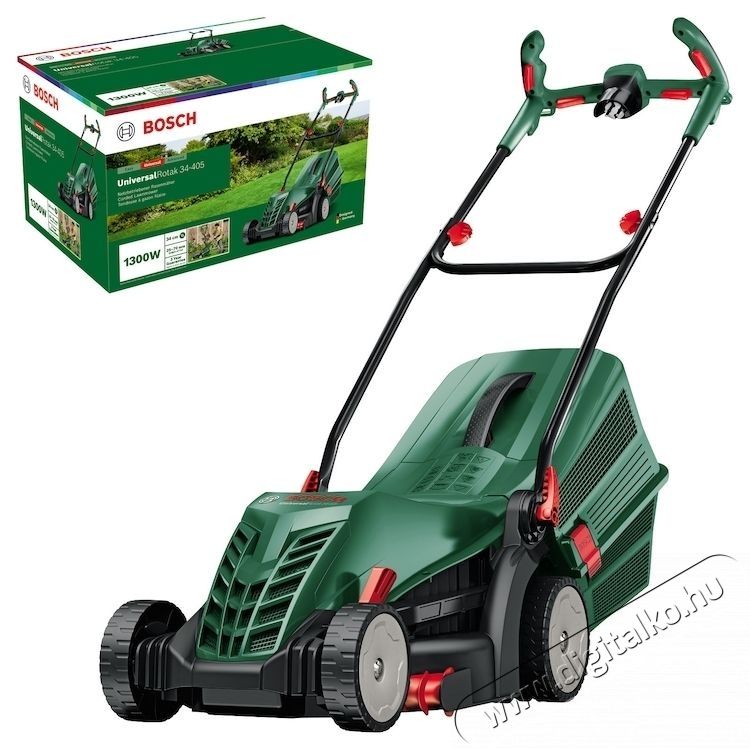 Bosch UniversalRotak 34-405 elektromos fűny&iacute;r&oacute;/fűny&iacute;r&oacute;, teljes&iacute;tm&eacute;ny 1300 W, 34 cm v&aacute;g&aacute;si sz&eacute;less&eacute;g, 5 v&aacute;g&aacute;si szint, v&aacute;g&aacute;si magass&aacute;g 25 - 70 mm, 40 L gyűjtőzs&aacute;k H&aacute;ztart&aacute;s / Otthon / K&uuml;lt&eacute;r - K&uuml;lt&eacute;r / kerti term&eacute;k / grill - Fűny&iacute;r&oacute; / gyeplaz&iacute;t&oacute; - 535069