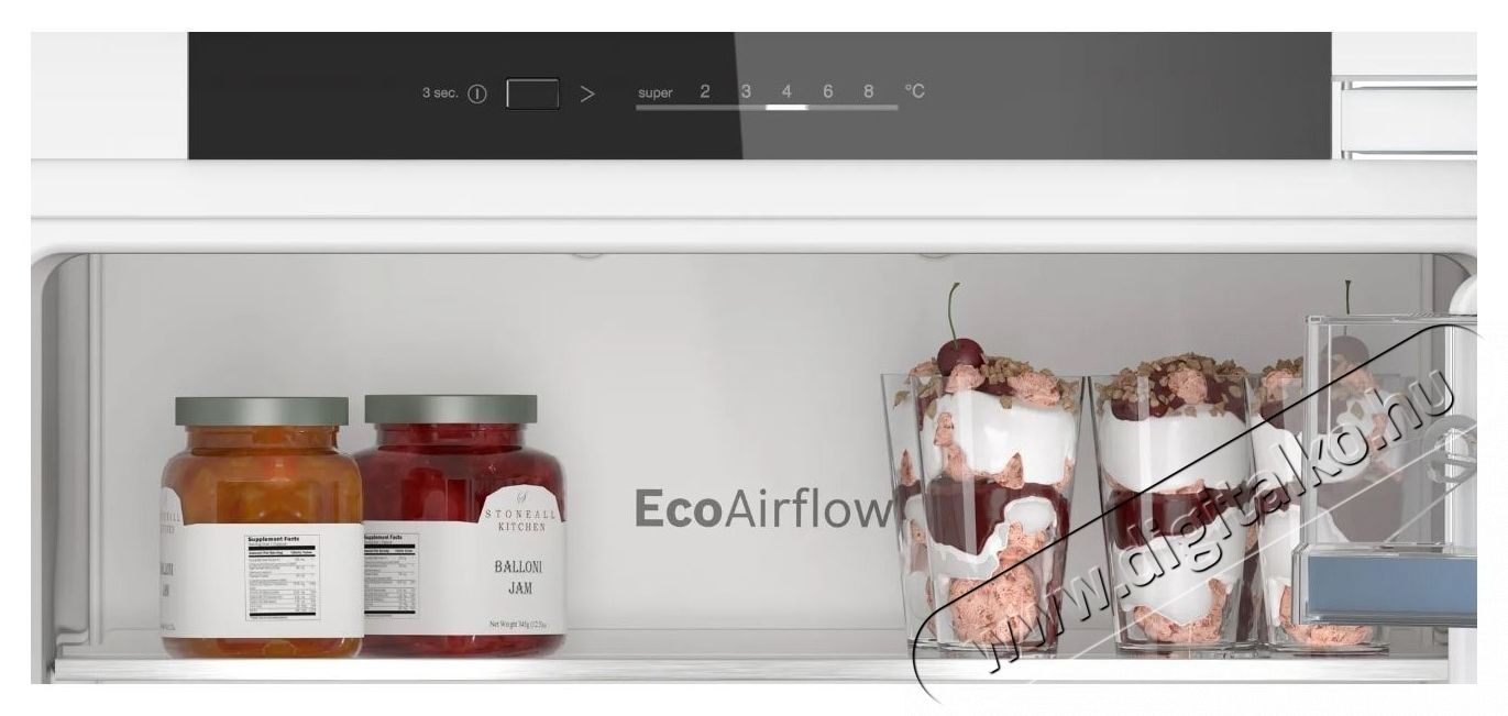 Bosch KIR31VFE0 Be&eacute;p&iacute;thető egyajt&oacute;s hűtőszekr&eacute;ny, 165L, EcoAirflow, LED vil&aacute;g&iacute;t&aacute;s, E energiaoszt&aacute;ly, 102 cm Konyhai term&eacute;kek - Hűtő, fagyaszt&oacute; (be&eacute;p&iacute;thető) - Fagyaszt&oacute; n&eacute;lk&uuml;li hűtő - 533049