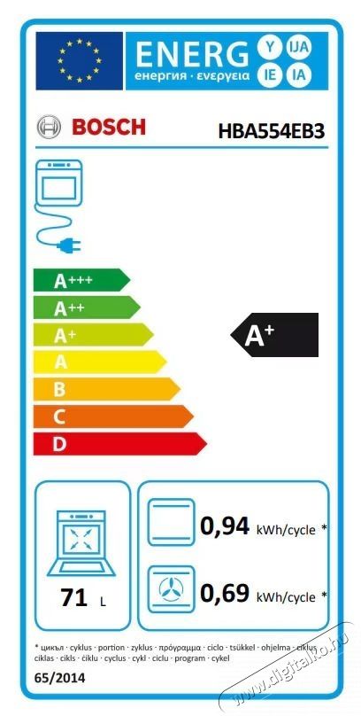 Bosch HBA554EB3 be&eacute;p&iacute;thető s&uuml;tő, 71l, Elektromos, Multifunkci&oacute;s, Grill, 7 funkci&oacute;, EcoClean+ hidrolitikus &ouml;ntiszt&iacute;t&aacute;s, A+ energiaoszt&aacute;ly, Fekete Konyhai term&eacute;kek - S&uuml;tő-főzőlap, tűzhely (be&eacute;p&iacute;thető) - S&uuml;tő (be&eacute;p&iacute;thető) - 537727