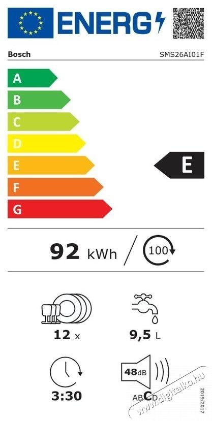 Bosch SMS26AI01F Serie 2 szabadon&aacute;ll&oacute; mosogat&oacute;g&eacute;p Konyhai term&eacute;kek - Mosogat&oacute;g&eacute;p - Norm&aacute;l (60cm) szabadon&aacute;ll&oacute; mosogat&oacute;g&eacute;p - 540055