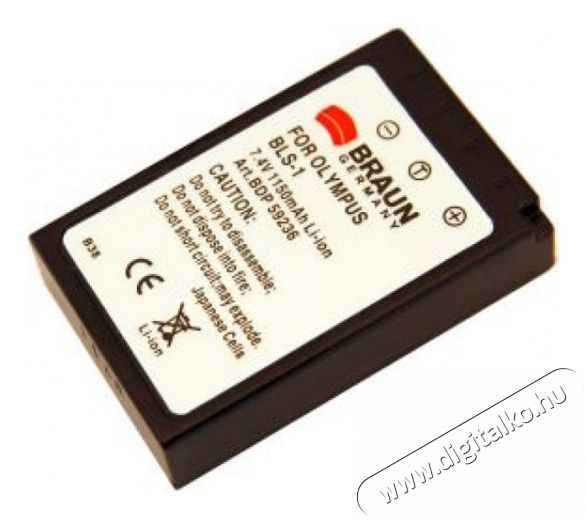 Braun Fotó Olympus BLS1 Helyettesítő Li-ion akkumulátor (1150mAh) Akkuk és töltők - Li-ion akkumulátor és töltő (utángyártott) - Akku - 262906