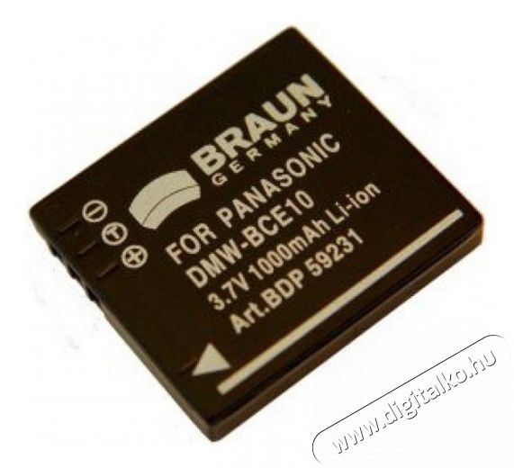 Braun Fotó Panasonic BCE10 Helyettesítő Li-ion akkumulátor (1000mAh) Akkuk és töltők - Li-ion akkumulátor és töltő (utángyártott) - Akku - 262904