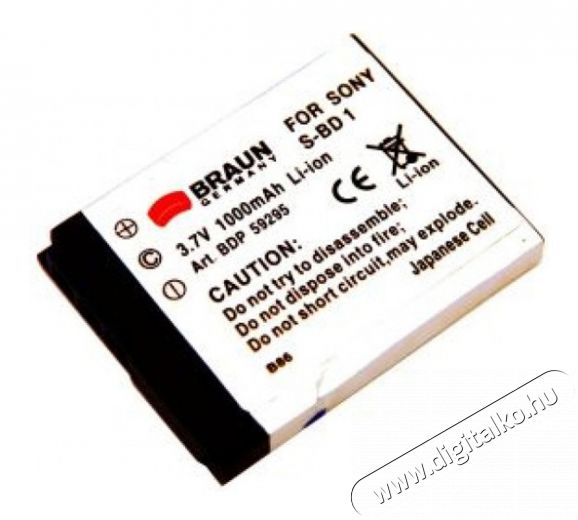 Braun Fotó Sony BD1 Helyettesítő Li-ion akkumulátor (1000mAh) Akkuk és töltők - Li-ion akkumulátor és töltő (utángyártott) - Akku - 262911