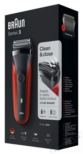 BRAUN 3 300S rezgőkéses borotva - piros Szépségápolás / Egészség - Szőrtelenítő / borotva - Férfi borotva - 327084