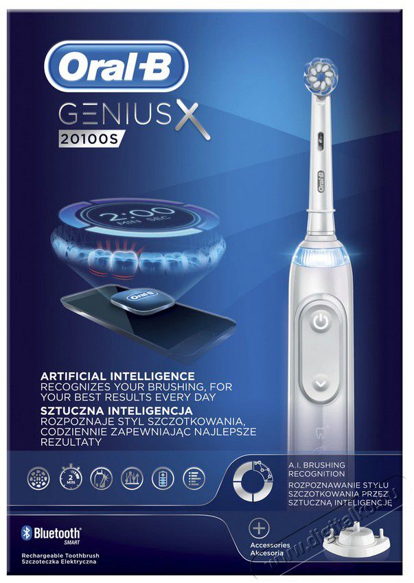 BRAUN Oral-B Genius X Sensi fejjel premium elektromos fogkefe - fehér + pótfej tartóval Szépségápolás / Egészség - Száj / fog ápolás - Elektromos fogkefe - 361703