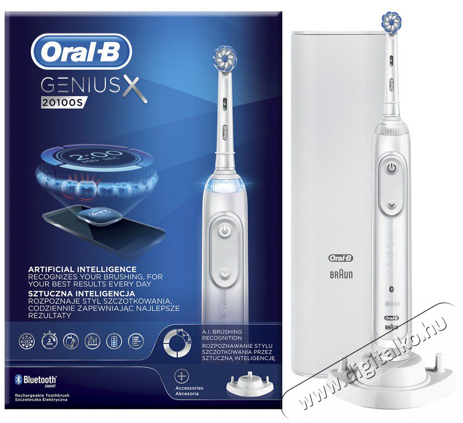 BRAUN Oral-B Genius X Sensi fejjel premium elektromos fogkefe - fehér + pótfej tartóval Szépségápolás / Egészség - Száj / fog ápolás - Elektromos fogkefe - 361703