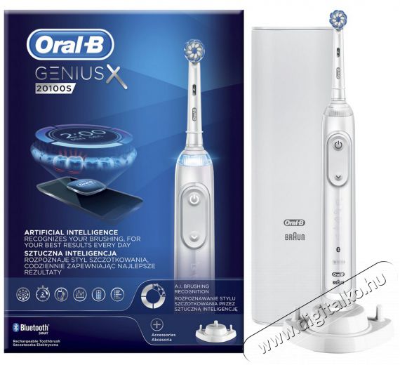 BRAUN Oral-B Genius X Sensi fejjel premium elektromos fogkefe - fehér + pótfej tartóval Szépségápolás / Egészség - Száj / fog ápolás - Elektromos fogkefe - 361703