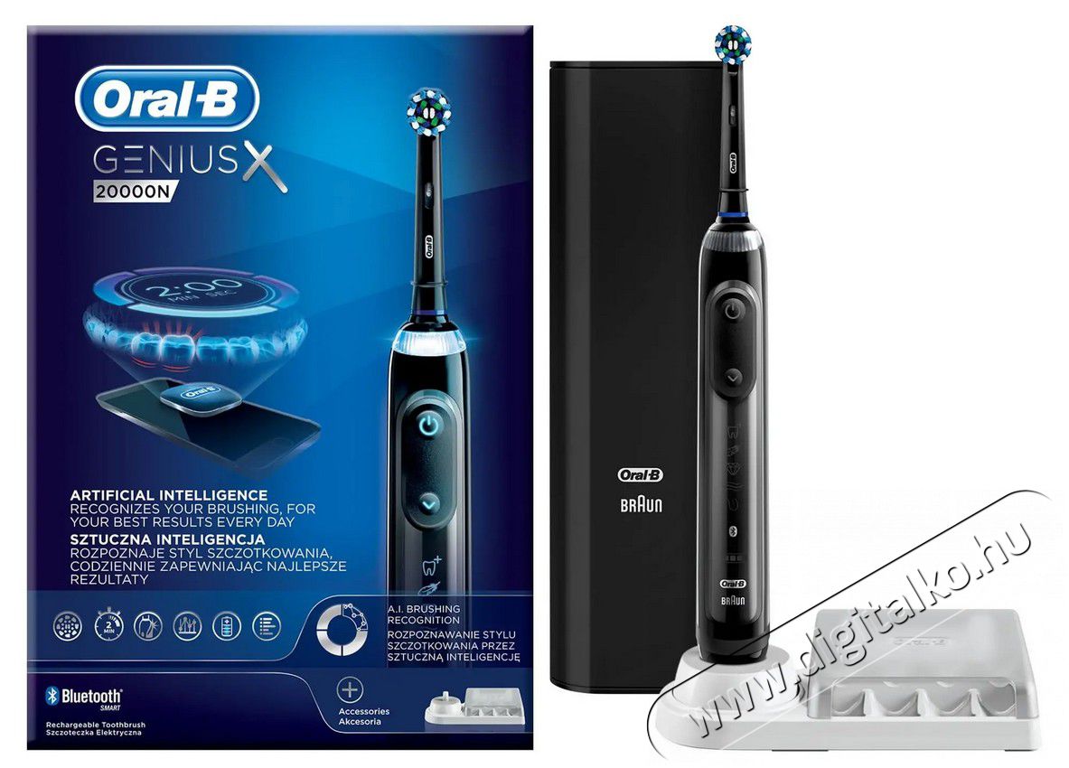 BRAUN Oral-B Genius X CA fejjel premium elektromos fogkefe - szürke + pótfej tartóval Szépségápolás / Egészség - Száj / fog ápolás - Elektromos fogkefe - 361705