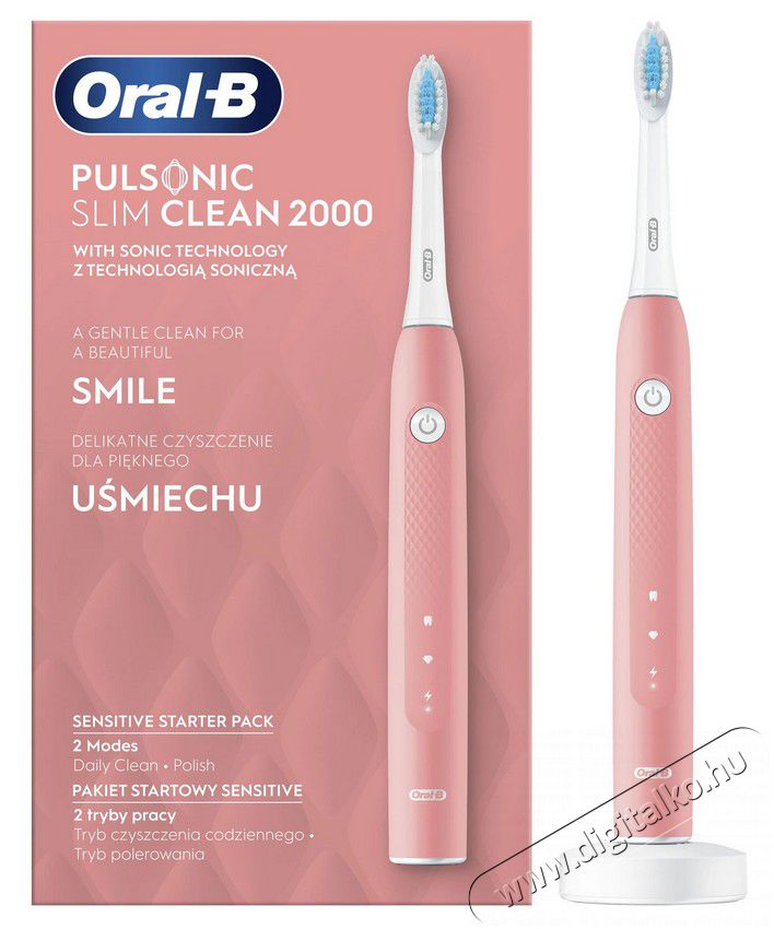 BRAUN Oral-B Pulsonic Slim Clean 2000 elektromos fogkefe pink Szépségápolás / Egészség - Száj / fog ápolás - Elektromos fogkefe - 364056