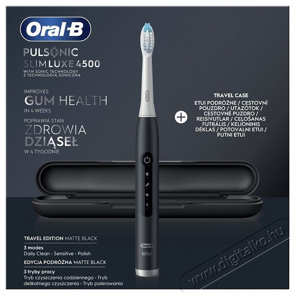 BRAUN Oral-B Pulsonic Slim Luxe 4500 Matte elektromos fogkefe - fekete + útitok Szépségápolás / Egészség - Száj / fog ápolás - Elektromos fogkefe - 364389