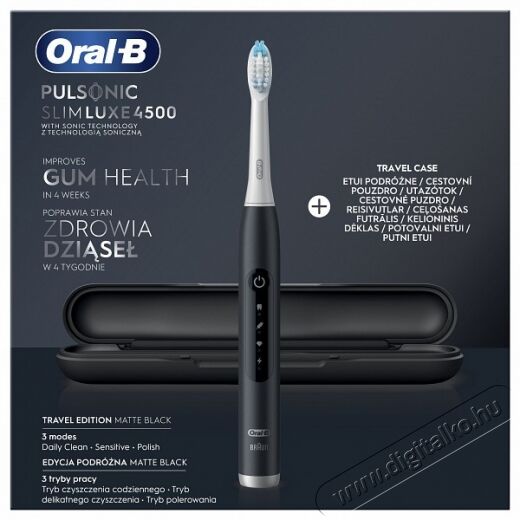 BRAUN Oral-B Pulsonic Slim Luxe 4500 Matte elektromos fogkefe - fekete + útitok Szépségápolás / Egészség - Száj / fog ápolás - Elektromos fogkefe - 364389
