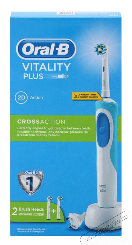 BRAUN Oral-B D12.523 Vitality Plus elektromos fogkefe CrossAction 1+1 fejjel (10PO010112) Szépségápolás / Egészség - Száj / fog ápolás - Elektromos fogkefe - 331570