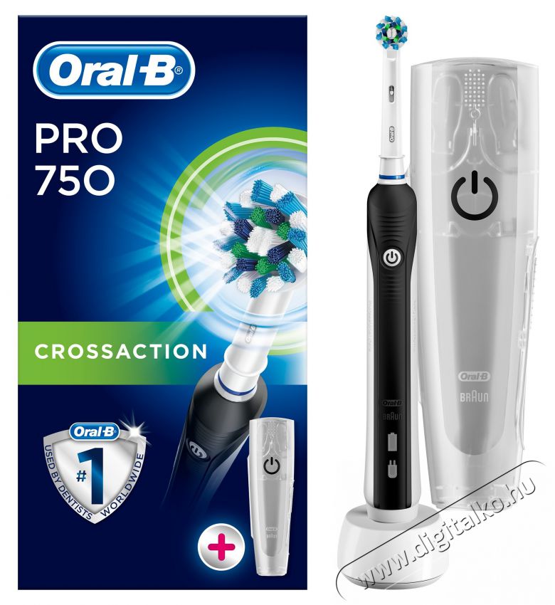 BRAUN Oral-B Pro 750 (2018) elektromos fogkefe Cross Action fejjel + úti tok Szépségápolás / Egészség - Száj / fog ápolás - Elektromos fogkefe - 342710