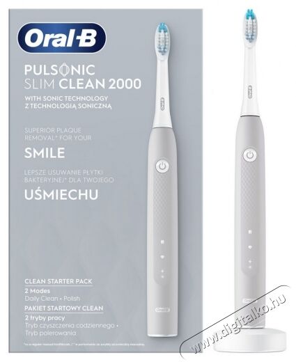 BRAUN Oral-B Pulsonic Slim Clean 2000 elektromos fogkefe - szürke Szépségápolás / Egészség - Száj / fog ápolás - Elektromos fogkefe - 364057
