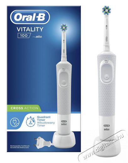 BRAUN Oral-B D100 Vitality fehér elektromos fogkefe Cross Action fejjel Szépségápolás / Egészség - Száj / fog ápolás - Elektromos fogkefe - 342694