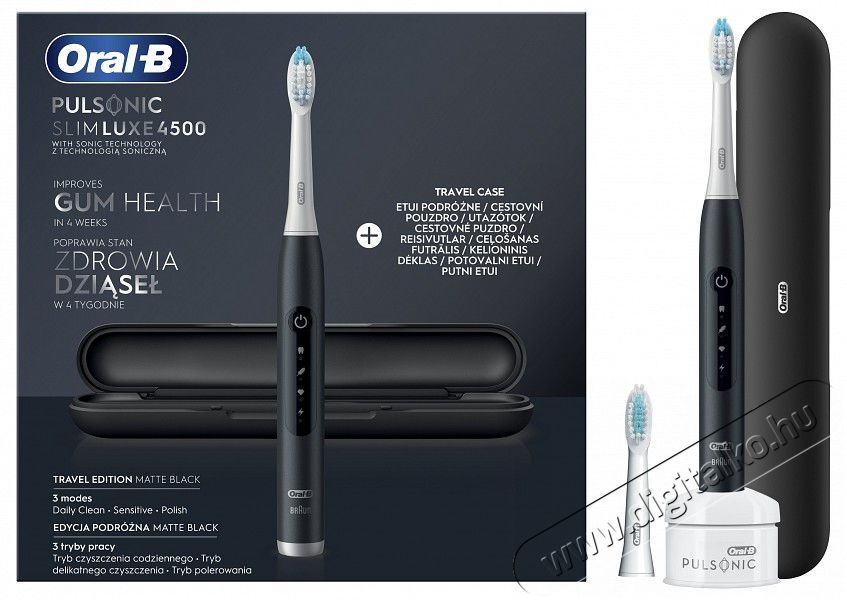 BRAUN Oral-B Pulsonic Slim Luxe 4500 Matte elektromos fogkefe - fekete + útitok Szépségápolás / Egészség - Száj / fog ápolás - Elektromos fogkefe - 364389