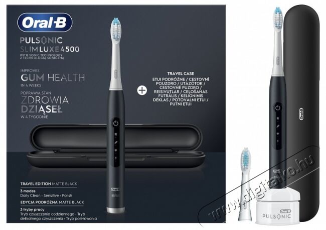 BRAUN Oral-B Pulsonic Slim Luxe 4500 Matte elektromos fogkefe - fekete + útitok Szépségápolás / Egészség - Száj / fog ápolás - Elektromos fogkefe - 364389