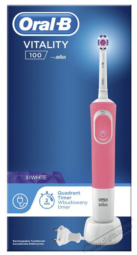 BRAUN Oral-B D100 Vitality pink 3DW fejjel elektromos fogkefe Szépségápolás / Egészség - Száj / fog ápolás - Elektromos fogkefe - 361698