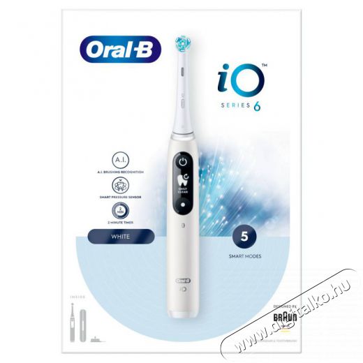 BRAUN Oral-B iO6 elektromos fogkefe fehér Szépségápolás / Egészség - Száj / fog ápolás - Elektromos fogkefe - 372257
