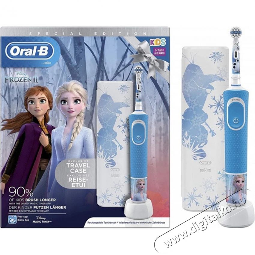 BRAUN Oral-B D100 Vitality Frozen II gyerek elektromos fogkefe + útitok Szépségápolás / Egészség - Száj / fog ápolás - Elektromos fogkefe - 379750