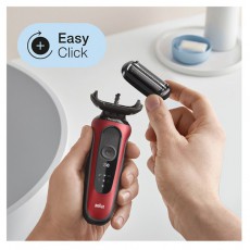 BRAUN 51-R1000S Fekete-piros akkumulátoros férfi borotva Szépségápolás / Egészség - Szőrtelenítő / borotva - Férfi borotva - 398665