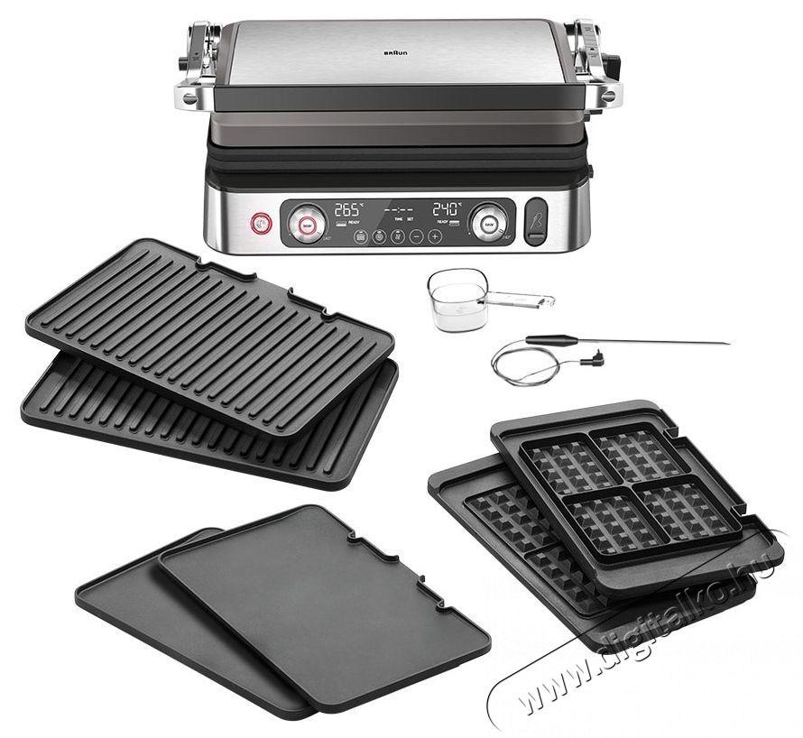 BRAUN MultiGrill 9Pro CG9167 kontakt grill, 2200 W, 3 főz&eacute;si m&oacute;d, maxim&aacute;lis hőm&eacute;rs&eacute;klet 265˚C, 3 program, s&uuml;t&eacute;si funkci&oacute;, főz&eacute;si hőm&eacute;rő, 3 k&eacute;szlet főzőlap, ez&uuml;st/fekete Konyhai term&eacute;kek - Konyhai kisg&eacute;p kieg&eacute;sz&iacute;tő - Szendvics / gofri / grill s&uuml;tő kieg&eacute;sz&iacute;tő - 533104