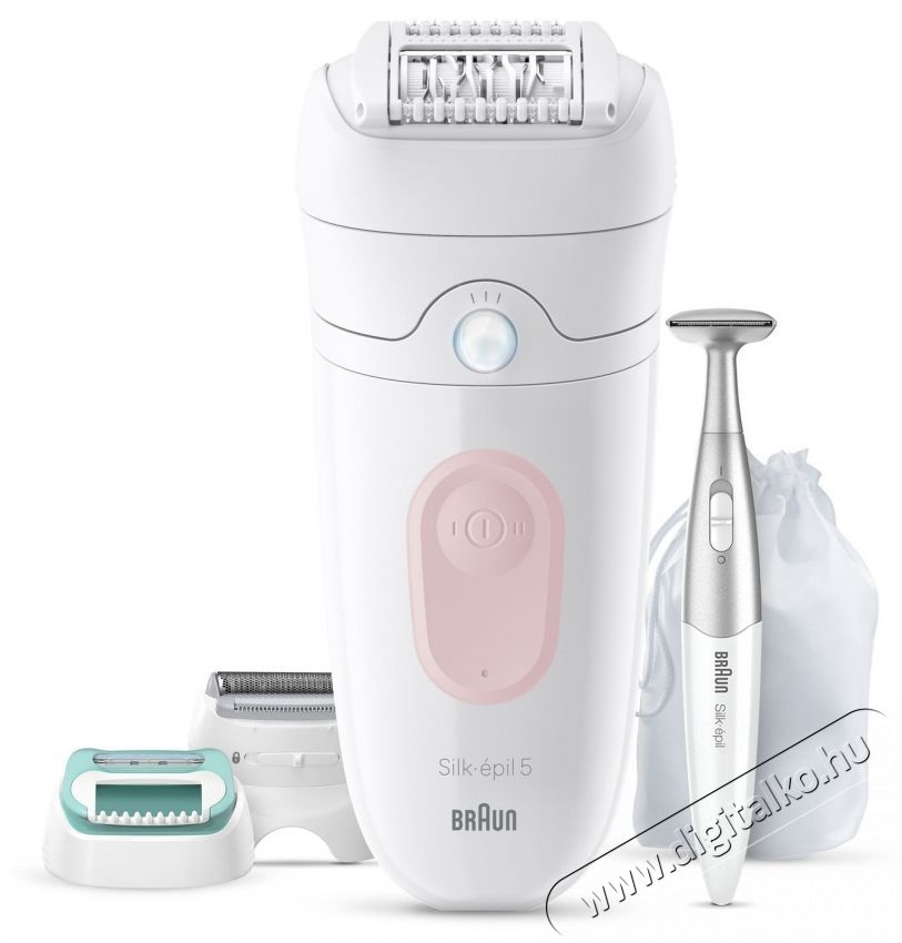 BRAUN Silk-&eacute;pil 5 5-251 nedves &eacute;s sz&aacute;raz epil&aacute;tor,  Borotvafej + v&aacute;g&oacute;f&eacute;sű, Kezdő fej, Bikinivonal-v&aacute;g&oacute;, Utaz&oacute;t&aacute;ska, Feh&eacute;r/R&oacute;zsasz&iacute;n Sz&eacute;ps&eacute;g&aacute;pol&aacute;s / Eg&eacute;szs&eacute;g - Szőrtelen&iacute;tő / borotva - Tart&oacute;s szőrtelen&iacute;tő - 533098