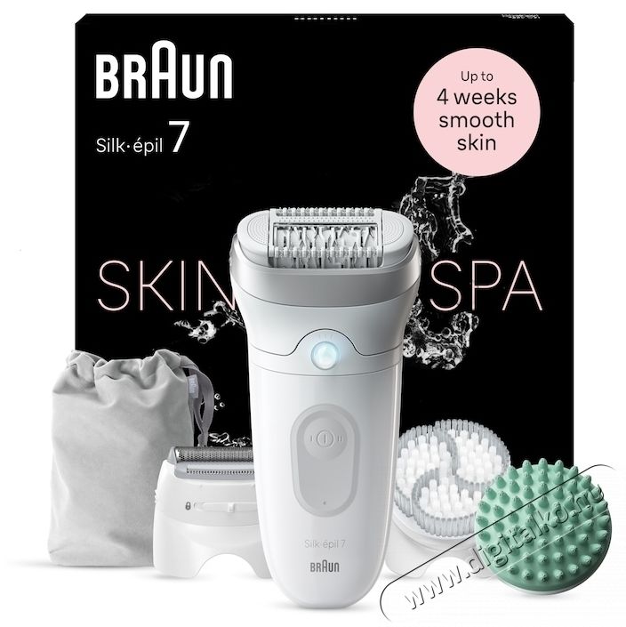 BRAUN Silk-&eacute;pil 7 7-081 SkinSpa epil&aacute;tor, Wet Dry, MicroGrip, Smart Light, 40 csipesz, 2 sebess&eacute;g, Borotvafej + f&eacute;sű, H&aacute;mlaszt&oacute; fej, Massz&aacute;zsfej, Utaz&oacute;t&aacute;ska, Feh&eacute;r/Sz&uuml;rke Sz&eacute;ps&eacute;g&aacute;pol&aacute;s / Eg&eacute;szs&eacute;g - Szőrtelen&iacute;tő / borotva - Tart&oacute;s szőrtelen&iacute;tő - 533100