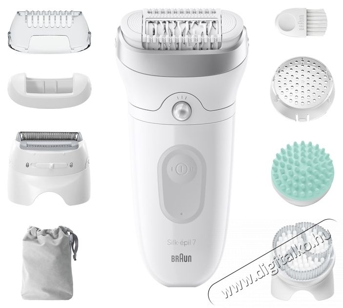BRAUN Silk-&eacute;pil 7 7-081 SkinSpa epil&aacute;tor, Wet Dry, MicroGrip, Smart Light, 40 csipesz, 2 sebess&eacute;g, Borotvafej + f&eacute;sű, H&aacute;mlaszt&oacute; fej, Massz&aacute;zsfej, Utaz&oacute;t&aacute;ska, Feh&eacute;r/Sz&uuml;rke Sz&eacute;ps&eacute;g&aacute;pol&aacute;s / Eg&eacute;szs&eacute;g - Szőrtelen&iacute;tő / borotva - Tart&oacute;s szőrtelen&iacute;tő - 533100