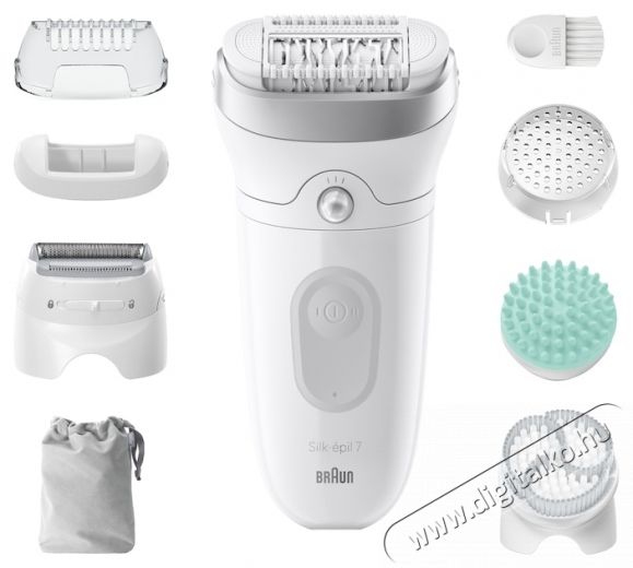 BRAUN Silk-&eacute;pil 7 7-081 SkinSpa epil&aacute;tor, Wet Dry, MicroGrip, Smart Light, 40 csipesz, 2 sebess&eacute;g, Borotvafej + f&eacute;sű, H&aacute;mlaszt&oacute; fej, Massz&aacute;zsfej, Utaz&oacute;t&aacute;ska, Feh&eacute;r/Sz&uuml;rke Sz&eacute;ps&eacute;g&aacute;pol&aacute;s / Eg&eacute;szs&eacute;g - Szőrtelen&iacute;tő / borotva - Tart&oacute;s szőrtelen&iacute;tő - 533100