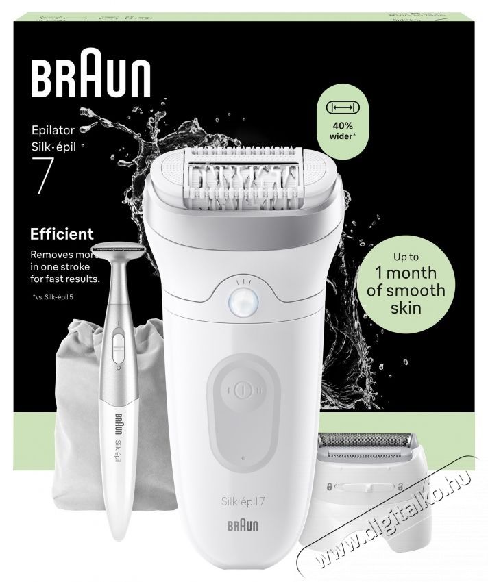 BRAUN Silk-&eacute;pil 7 7-241 SkinSpa epil&aacute;tor, Wet Dry, Borotvafej + v&aacute;g&oacute;f&eacute;sű, 1 h&aacute;mlaszt&oacute;fej, Bikinivonal-v&aacute;g&oacute;, Utaz&oacute;t&aacute;ska, Feh&eacute;r/Ez&uuml;st Sz&eacute;ps&eacute;g&aacute;pol&aacute;s / Eg&eacute;szs&eacute;g - Szőrtelen&iacute;tő / borotva - Női szőrtelen&iacute;tő - 533101