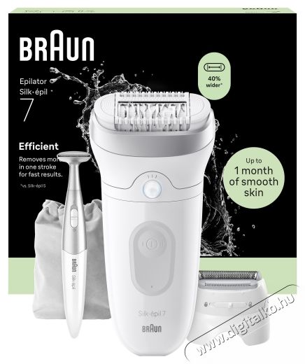 BRAUN Silk-&eacute;pil 7 7-241 SkinSpa epil&aacute;tor, Wet Dry, Borotvafej + v&aacute;g&oacute;f&eacute;sű, 1 h&aacute;mlaszt&oacute;fej, Bikinivonal-v&aacute;g&oacute;, Utaz&oacute;t&aacute;ska, Feh&eacute;r/Ez&uuml;st Sz&eacute;ps&eacute;g&aacute;pol&aacute;s / Eg&eacute;szs&eacute;g - Szőrtelen&iacute;tő / borotva - Női szőrtelen&iacute;tő - 533101